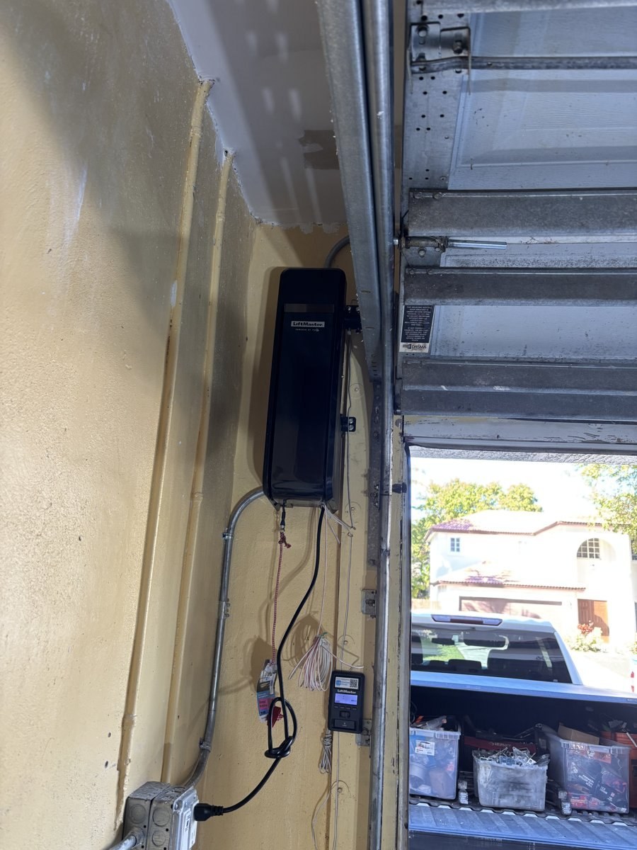 Garage door repair work in progress