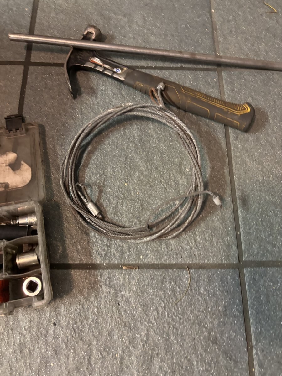 Garage door repair work in progress